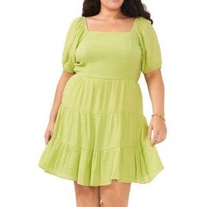 SOLD 1.State Puff Sleeve Peasant Dress Tiered Open Back Plus Size 1X